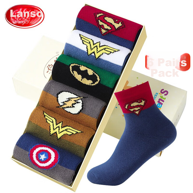 LangSha Children's Socks for Boys, Spring And Summer Cotton Socks, Comfortable Breathable Casual Sports Socks for Boys, Small to Big Kids Mid-Calf Socks