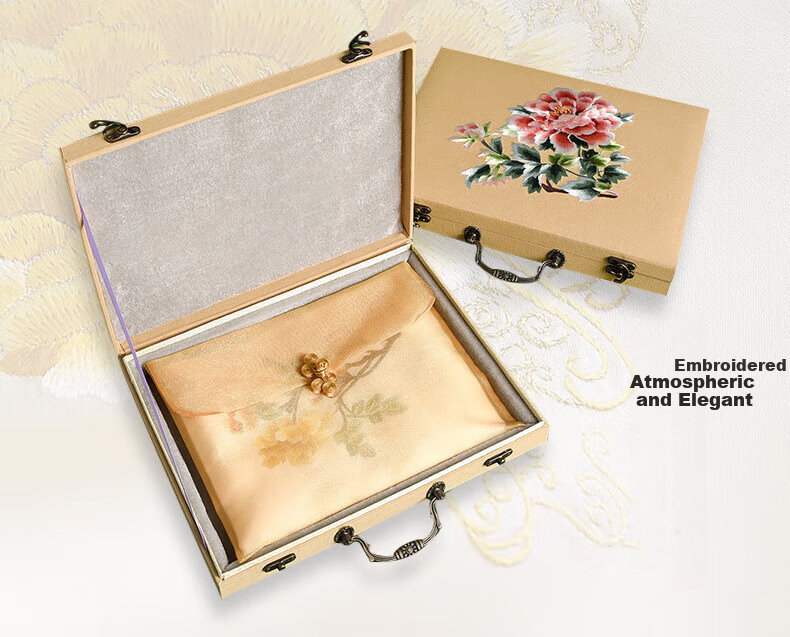 Hangsifu Silk Mulberry Silk Suzhou Embroidery Scarf, Flower Pattern Gift Box, Shawl, Outer Wear, Birthday Gift for Mom, High-End Mid-Autumn Festival Present 3