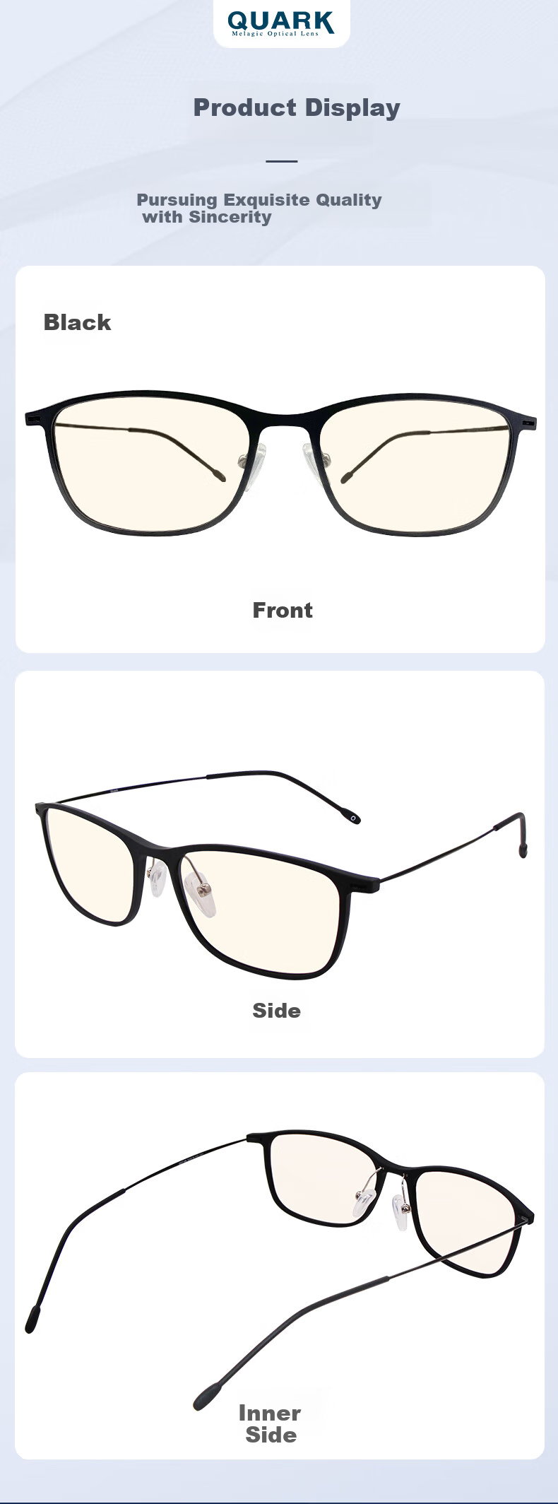 Quark Anti-Blue Light Glasses, Computer Radiation Protection, UV Blocking, Anti-Glare, Ultra-Light, Non-Prescription Protective Eyewear, Non-Polarized Lenses for Men And Women, 106C1 11