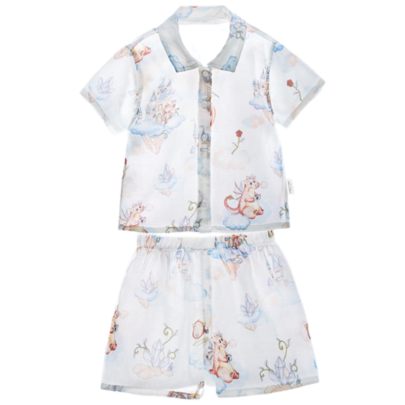 Betis Mint Children's Pajamas Breathable New Homewear Set Thin Cool Baby Summer Short Sleeve Clothes