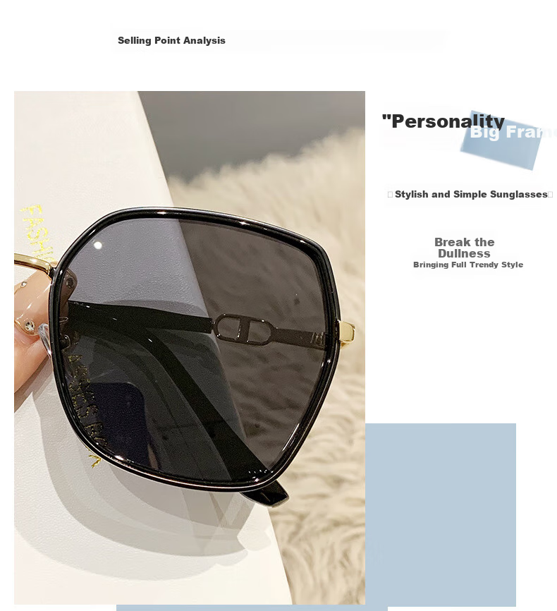 Angelamiao Women's Fashion Street Photography Trendy Starry Glitter Polarized Sunglasses, Sun Protection Outdoor Travel Glasses, Gold Frame 2