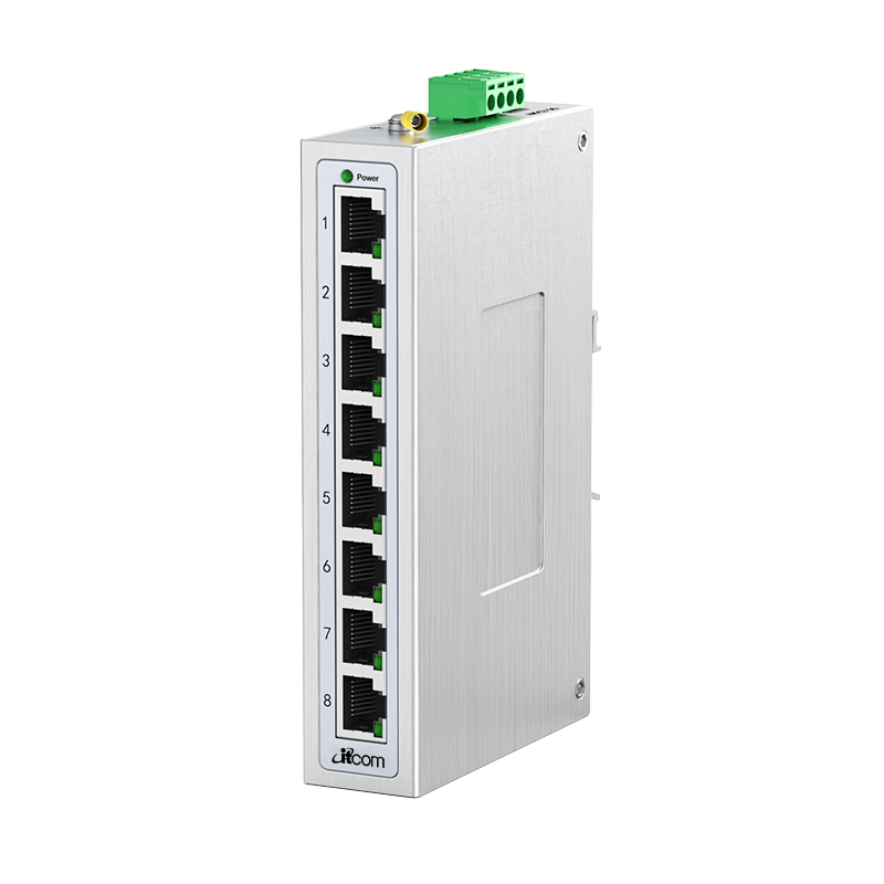 Itcom Industrial Switch, 8-Port Gigabit Security Monitoring PLC Ethernet Hub, Plug And Play, DIN Rail Mount, Power Not Included, IT168-3500