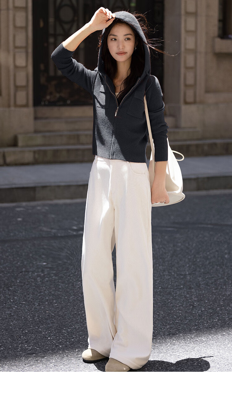Dme [Hooded Zip-Up Knit Top], Spring And Autumn, Button-Up Collar Design, Long-Sleeve Knit Sweater for Wome 15