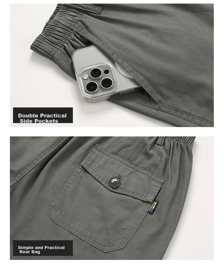 TUCANO Men's Shorts, Summer Pure Cotton Trendy Versatile Solid Color Sports Thin Breathable Capri Pants, Army Green, 4XL 21