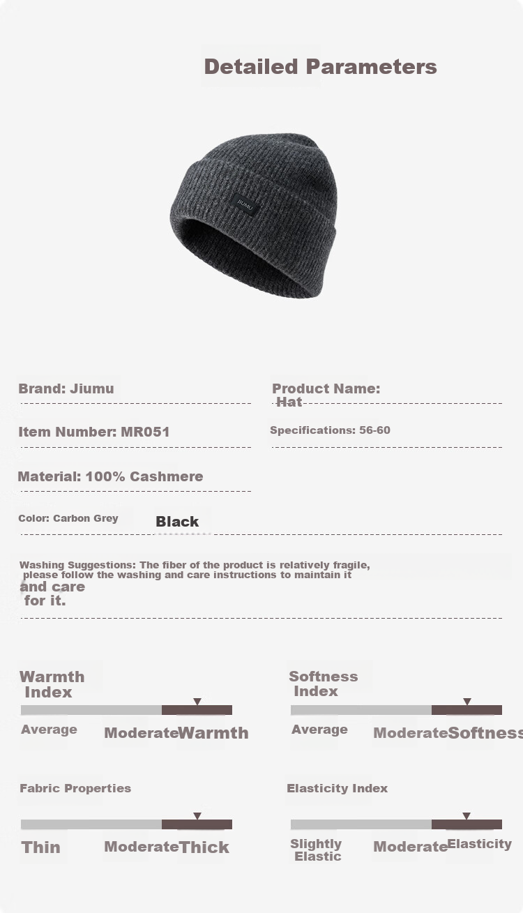 JIUMU Pure Cashmere Warm Knit Hat, Autumn And Winter Knitted Cap, Cold Hat, Winter Hat, Outdoor Ear Protection Cold Hat for Men in Winter 2