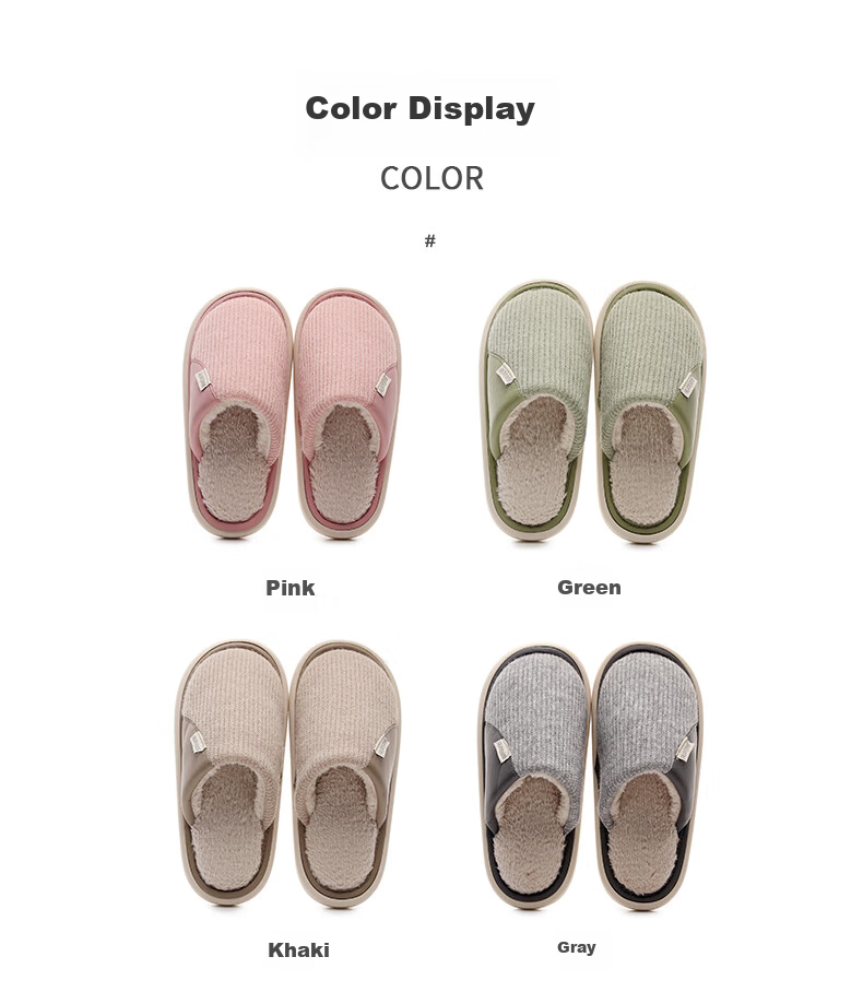 GUOLUOFEI Cotton Slippers for Men, Indoor Home Non-Slip Fleece-Lined Quiet Furry Slippers for Women, Couple Style, Gray, Size 42-43 6
