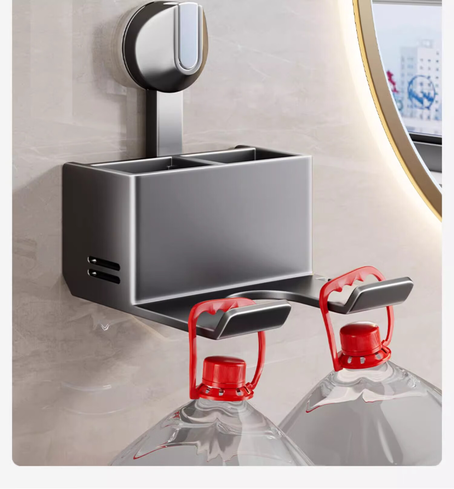 Baihan Suction Cup Bathroom Hair Dryer Holder, No Drilling Required Storage Rack, Bathroom Organizer Shelf, Stable Weight-Bearing Toilet Fan Hanger 3