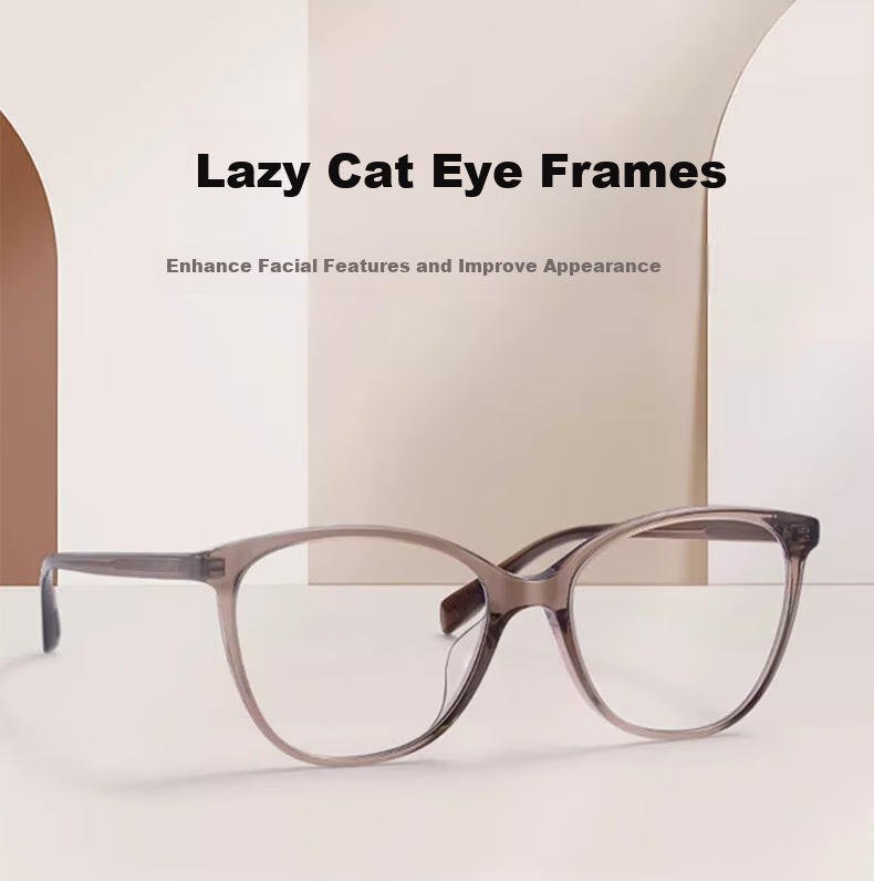 LOHO New 2024 Cat Eye Glasses for Women, Myopia, Anti-Blue Light, Slimming Frame, Bare Face Glasses, Prescription Available, YX8063 Orange 4