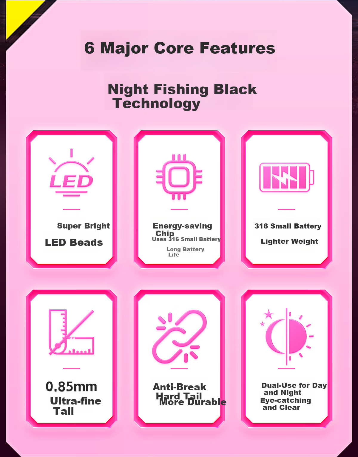 Chuanze LED Hard Tail Night Fishing Float, Carp Float, Light Bead Tail, Ultra-Bright High-Sensitivity Night Fishing Float, Bite-Sensing Color-Changing Electronic Float, EB1-2 4