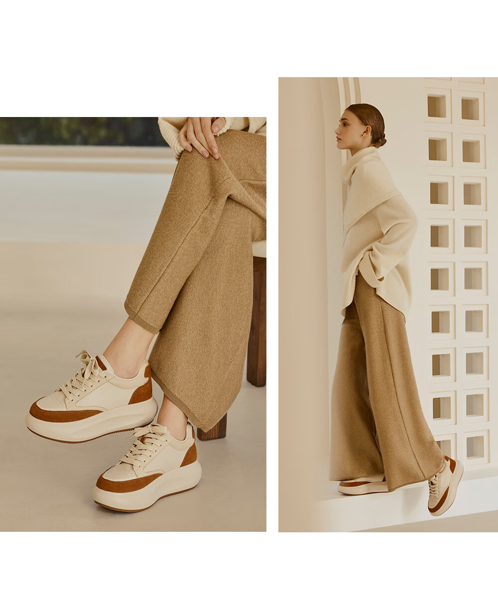 73Hours Zhao Liying Same Style Women's Shoes, Bear Plush Toy, 2025 Autumn New Style, Flat Color-Block Lace-Up Round Toe Casual Shoes 15