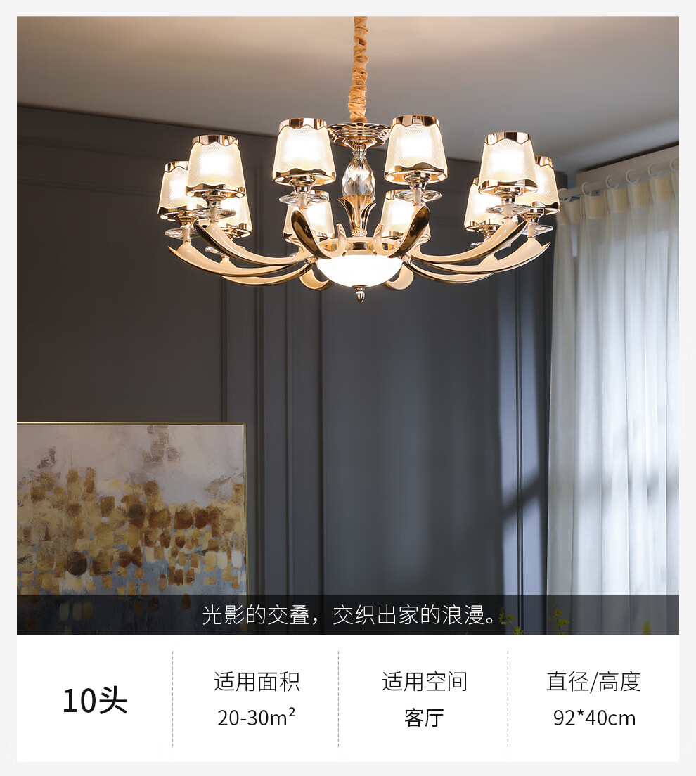 NVC , European And American Light Luxury Crystal Glass Voice-Controlled Smart Chandelier, Living Room Pendant Light, Dining Room Light Fixture, WHXD120F/G-01 5