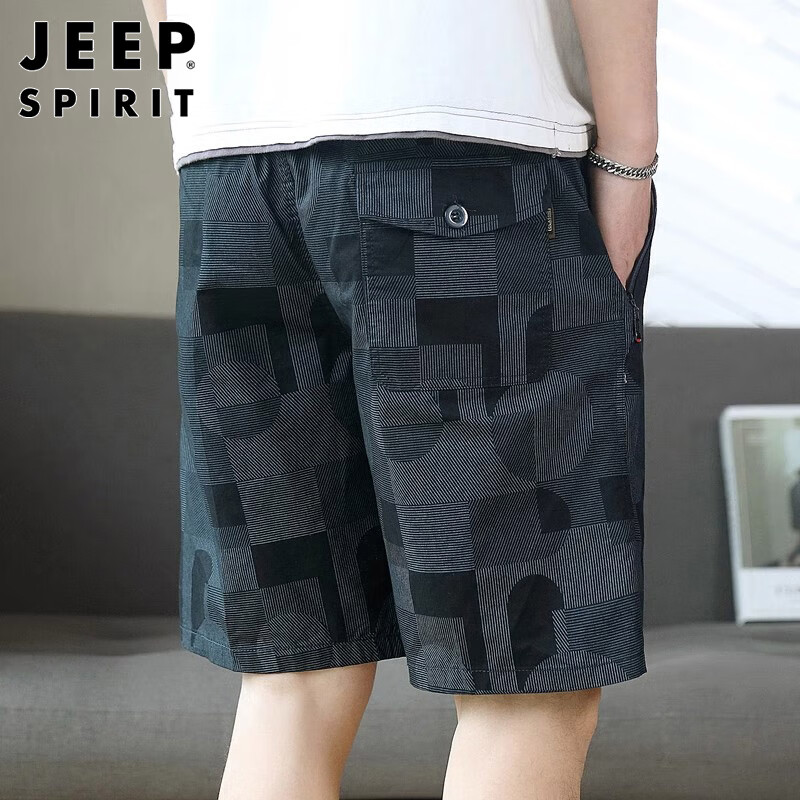 JEEP SPIRIT Men's Shorts, Sports Summer Wear Pants, Beach Casual Five-Point Shorts, American-Style Cargo Pure Cotton Mid-Length Pants
