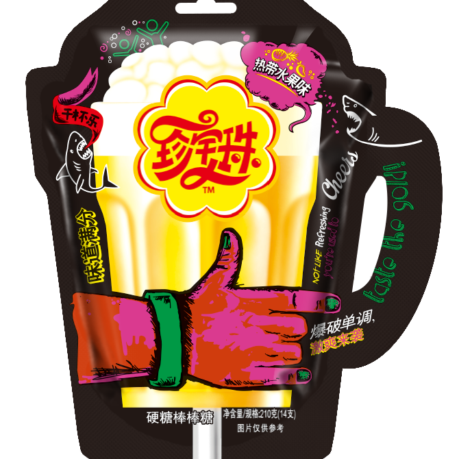 珍宝珠 棒棒糖热带水果味210g（14支）干杯乐 零食儿童硬糖趣味好吃节日