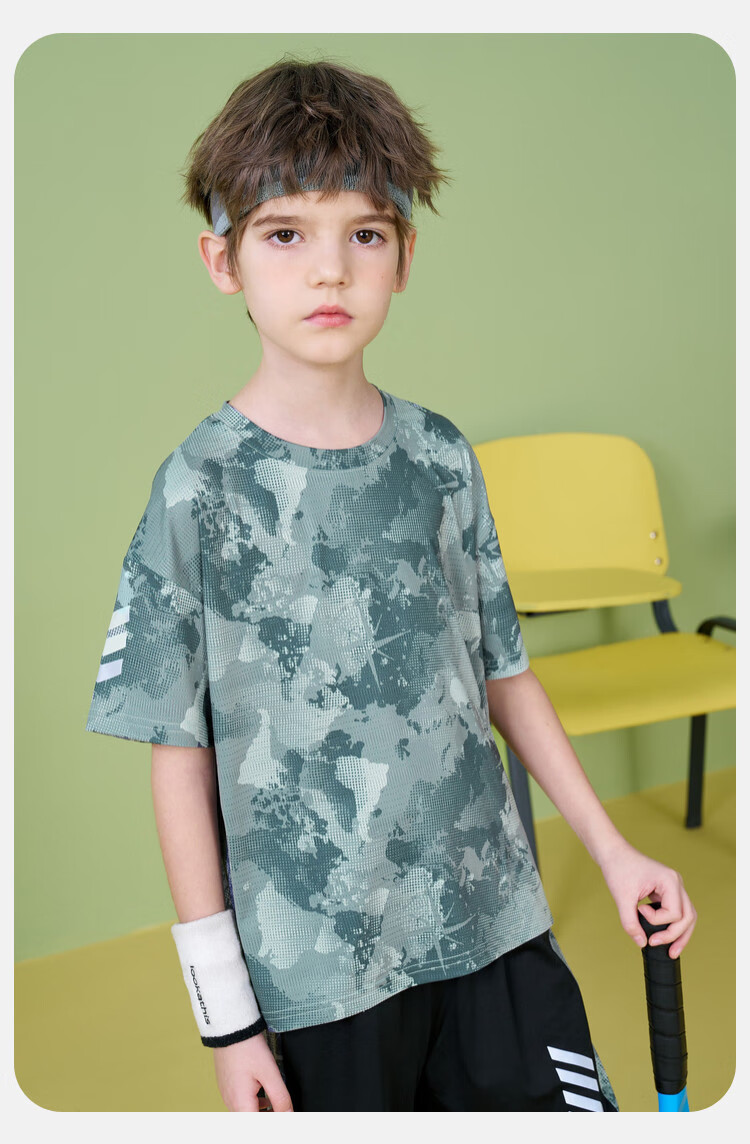 ASK JUNIOR Children's Clothing Set, Boys' Summer Thin Breathable Short-Sleeve T-Shirt And Shorts, Sports Running Two-Piece Set, Tennis Outfit 30