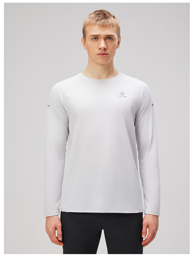 KELME Sports Long-Sleeve T-Shirt, Cotton-Feel Quick-Dry Top, for Running, Soccer Training, Long-Sleeve Sportswear, Moonlight Gray, 3XL 6