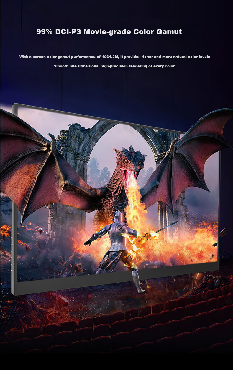 Eimio Portable Monitor [2.5K 144Hz], Wide Color Gamut, 16:10 Aspect Ratio, High Screen-to-Body Ratio, Computer Laptop Switch/PS5 Expansion Screen, M18G 5