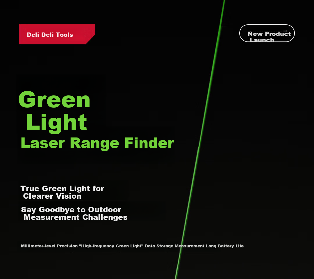 Deli Green Light Rangefinder, Outdoor Handheld Infrared High-Precision Electronic Laser Ruler, Outdoor Room Measuring Device, 50m 1