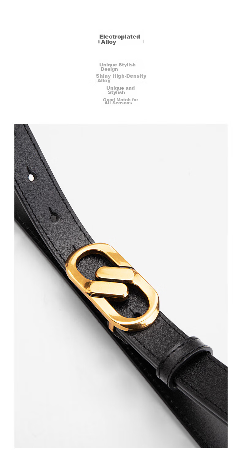 Cattlesboss Women's Belt, Fashionable Versatile Decorative Waistband, Simple Trouser Belt for Women, Commuter Style 5370, Black, 95cm 12