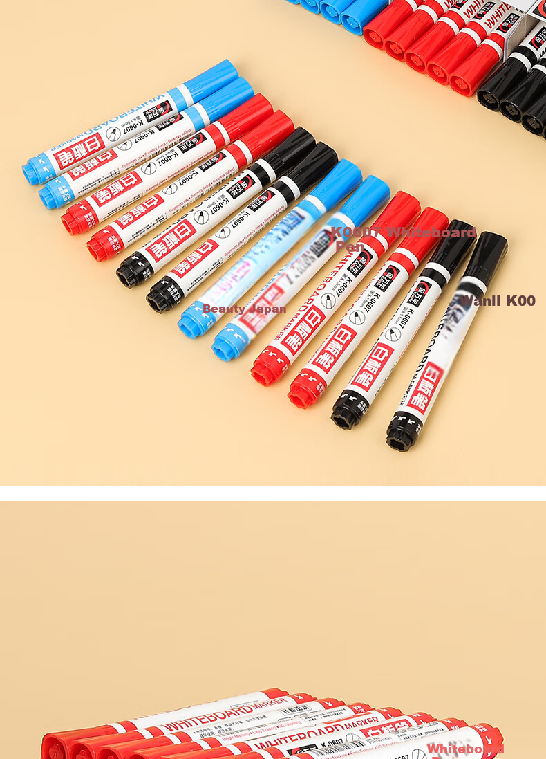 Genvana Black Refillable Whiteboard Markers, 10 Pcs/box, for Office Meetings, Erasable, G-634 9