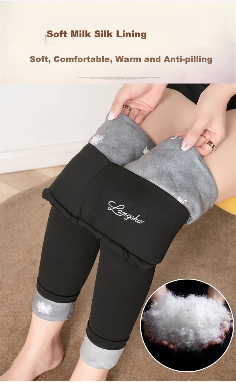 LangSha 2025 Autumn And Winter New Barbie down Pants for Women, Fleece-Lined White Duck down High-Waist Shark Cotton Pants, Cold-Proof Warm Trousers 7