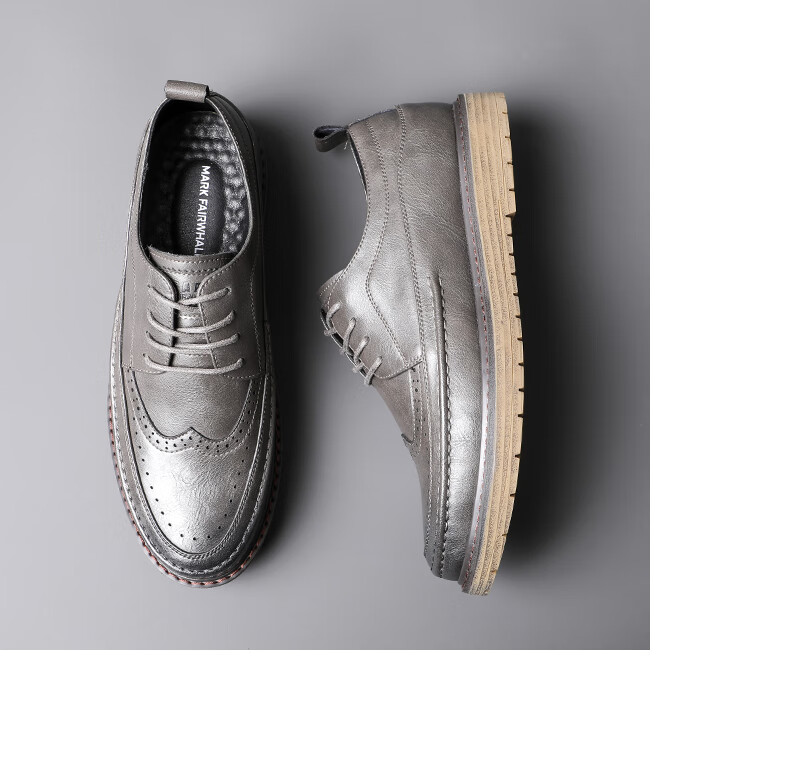 MARK FAIRWHALE Leather Shoes for Men, Spring Breathable British Retro Business Formal Shoes, New Style 2025, Black, Size 42 9