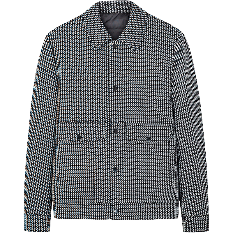 DANCING WOLVES [85% White Duck down] Versatile Houndstooth Lapel Warm Men's Down Jacket 003 Medium Gray M(170)