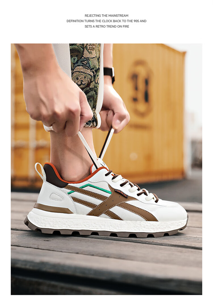 Guirenniao Men's Retro Running Shoes Casual Sneakers 2025 Thick Sole Cushioning Mesh Sports Dad Shoes Beige/Tea Brown Size 40 11