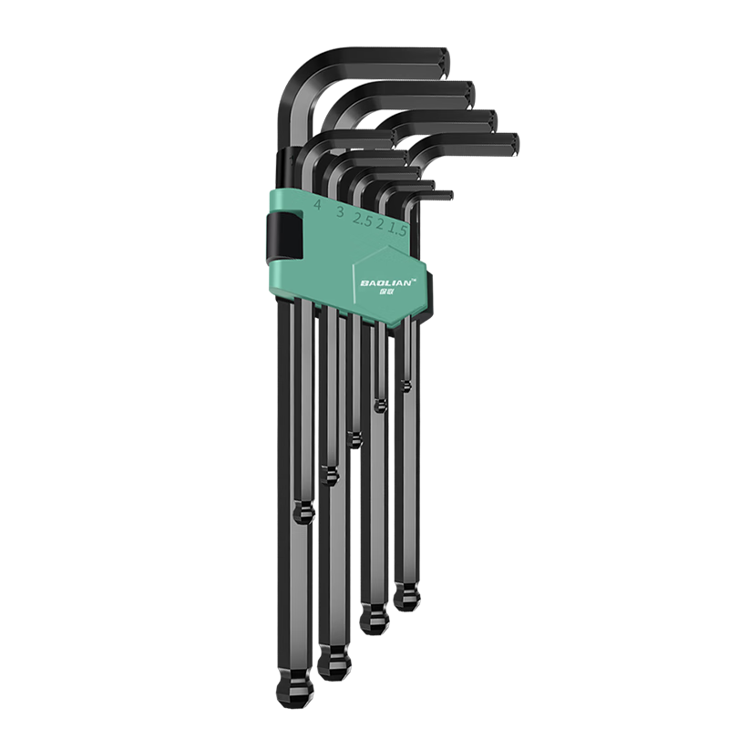 Baolian 9-Piece Hex Key Wrench Set Extended Flat and Ball End Hex Screwdrivers