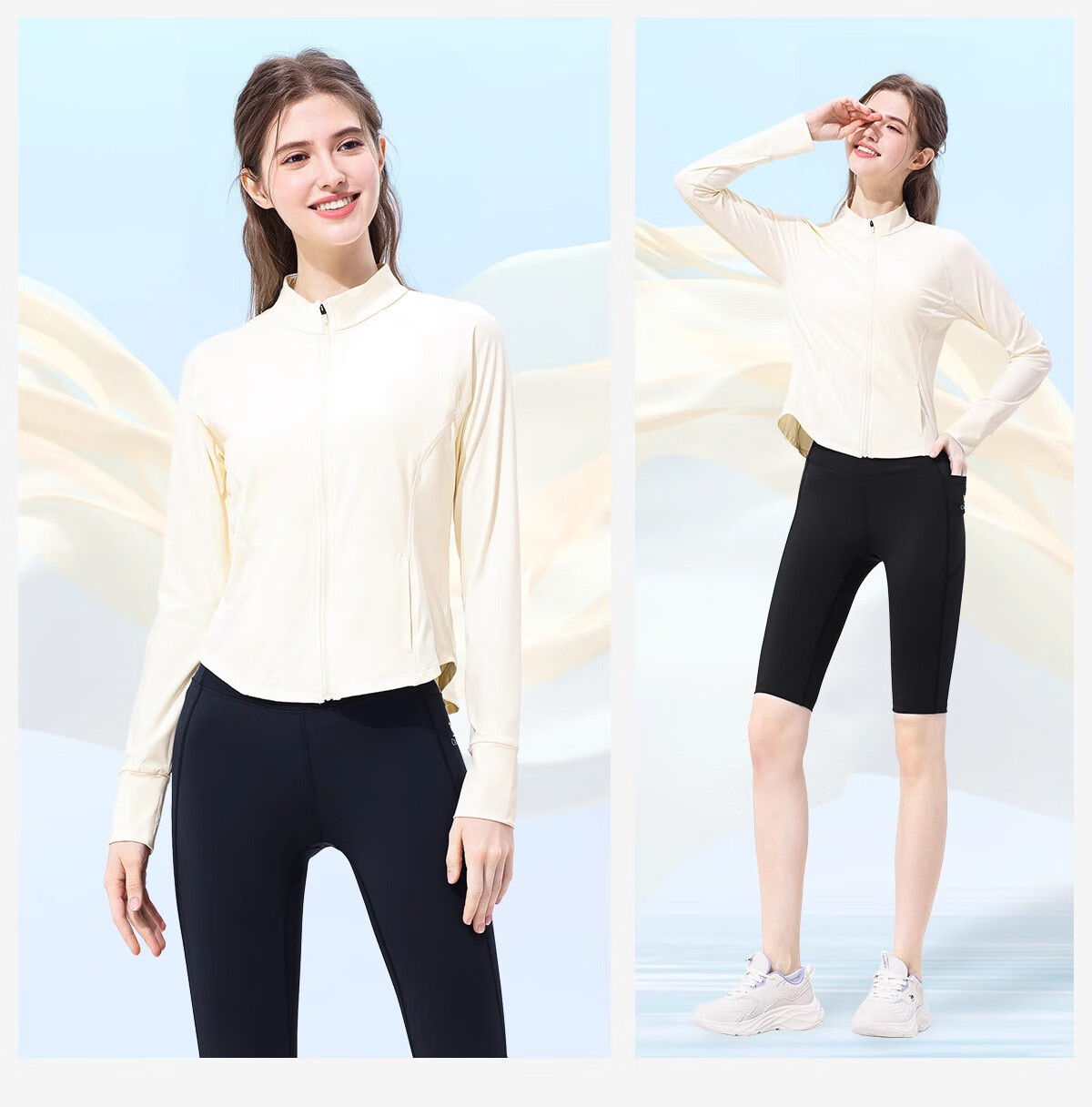 CAMEL Yoga Jacket Slim Fit Sun Protection Clothing Spring Sports Jacket Quick-Dry Top Running Breathable UV Protection for Women M 26