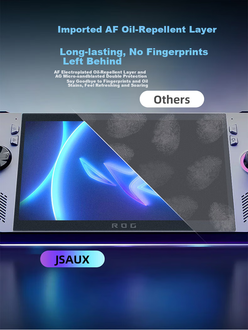 JSAUX Few Shuo Compatible with ASUS ROG Handheld Allux Tempered Glass Screen Protector, ROG Protective Film, Anti-Fingerprint, All X Accessory, Second-Generation Screen Film, High-Definition Anti-Glare 4