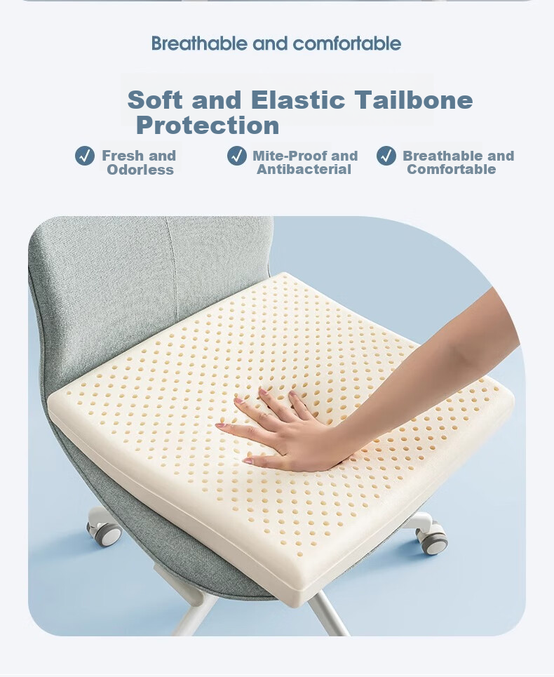 Mixiaoshu Natural Latex Seat Cushion, Extra Large Double-Layer Thickened Soft Pad, Student Chair Breathable Seat Cushion, Classroom Long-Sitting Pad 10
