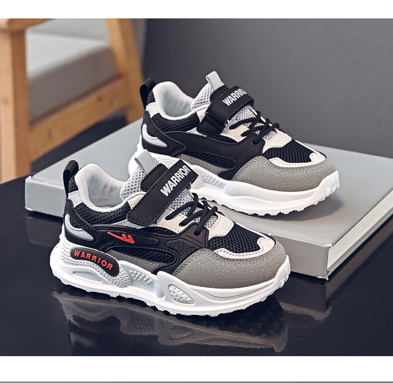 Warrior Children's Shoes Spring And Autumn Girls' Sneakers Breathable Mesh Running Shoes for Kids WZ(CL)-0676 Gray/Purple 30 9