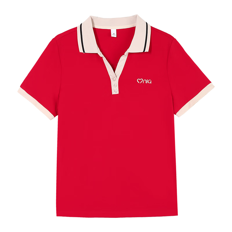 Woodpecker Women's Short Sleeve Polo Shirt Plus Size Slim Fit Red 2026 Spring Summer XL