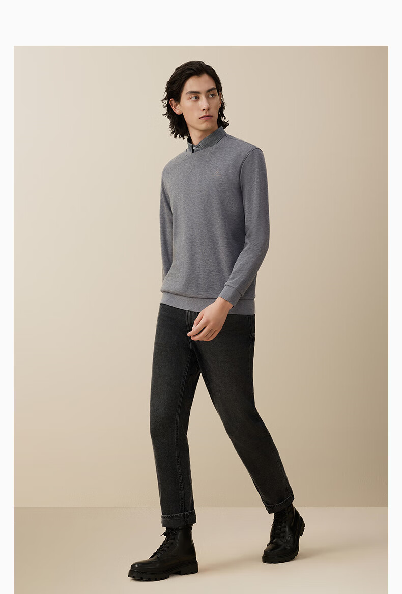 Hodo Anti-Pilling Wool Blend Fleece-Lined Two-in-One Thermal Warm Shirt Collar Sweater for Men 19