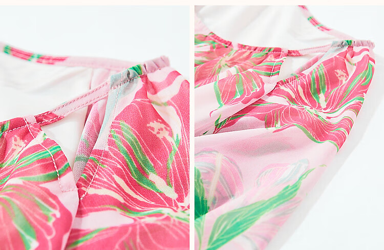 Dme [Go to The Beach for Vacation], Summer French-Style Lantern Sleeve, Large Print Tie, Chiffon Midi Dress for Wome 7