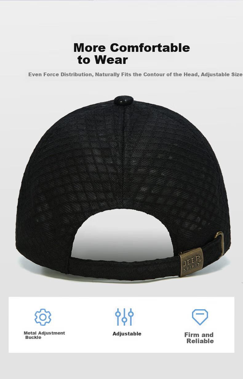 JEEP Baseball Cap for Men And Women, Summer Mesh Breathable Lightweight Casual Sun Hat Versatile Visor Cap A0759 1