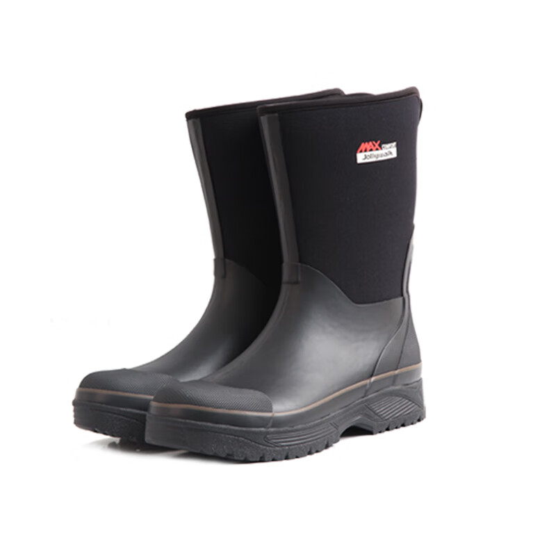 Jolly Walk Non-Slip Wear-Resistant Fishing Shoes Waterproof Rain Boots JW8102, Dark Night Black Mid-High Top Size 40