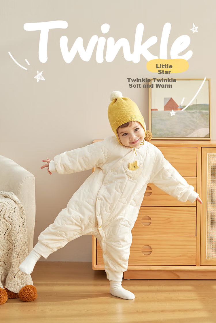 Wismorni Baby Cotton Clothing, Autumn And Winter Newborn Warm Onesie, Three-Layer Padded Jacket, Outdoor Winter Outfit 1