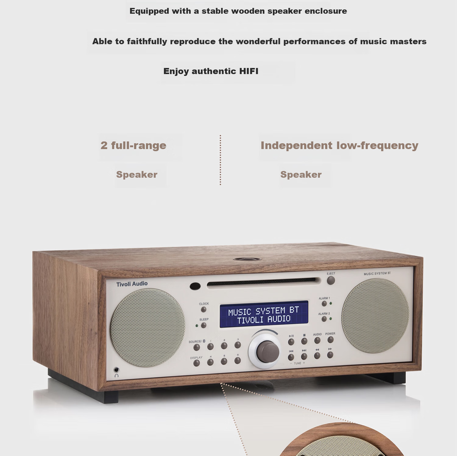 Tivoli Audio MSYBT Wooden Vintage Home Speaker CD Player Bluetooth Speaker HIFI Sound System Home Theater Speaker Walnut/multi Color 6