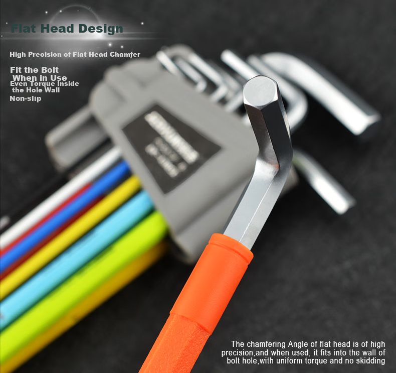 JERXUN Colorful Hex Key Set, 9 Pieces, L-Shaped Extended Ball-End And Flat-End Hex Screwdriver, Metric Wrench 5