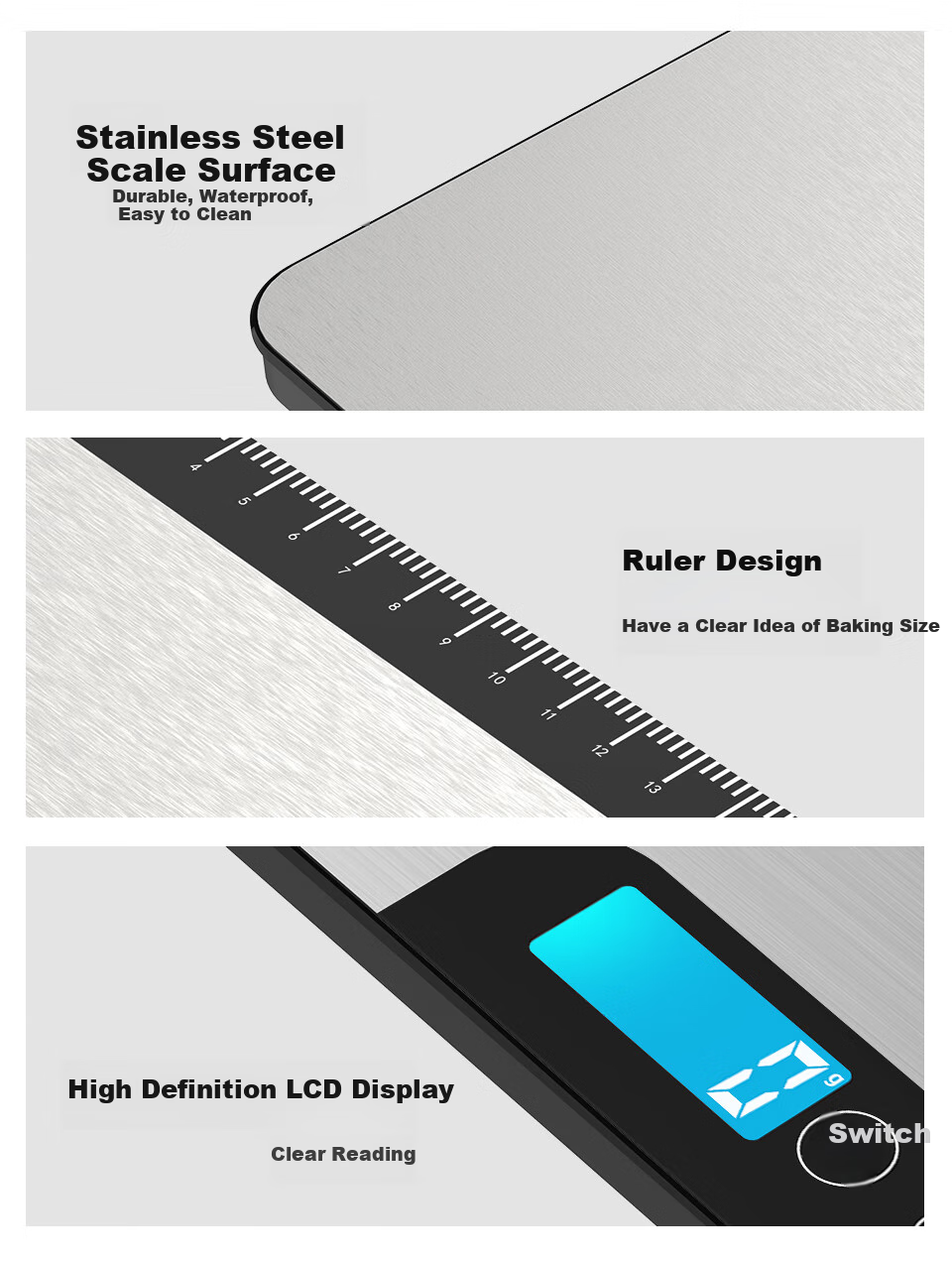 Kubei Kitchen Scale, Large Electronic Scale for Home Use, High-Precision Food Weighing Scale, Baking Gram Scale 7
