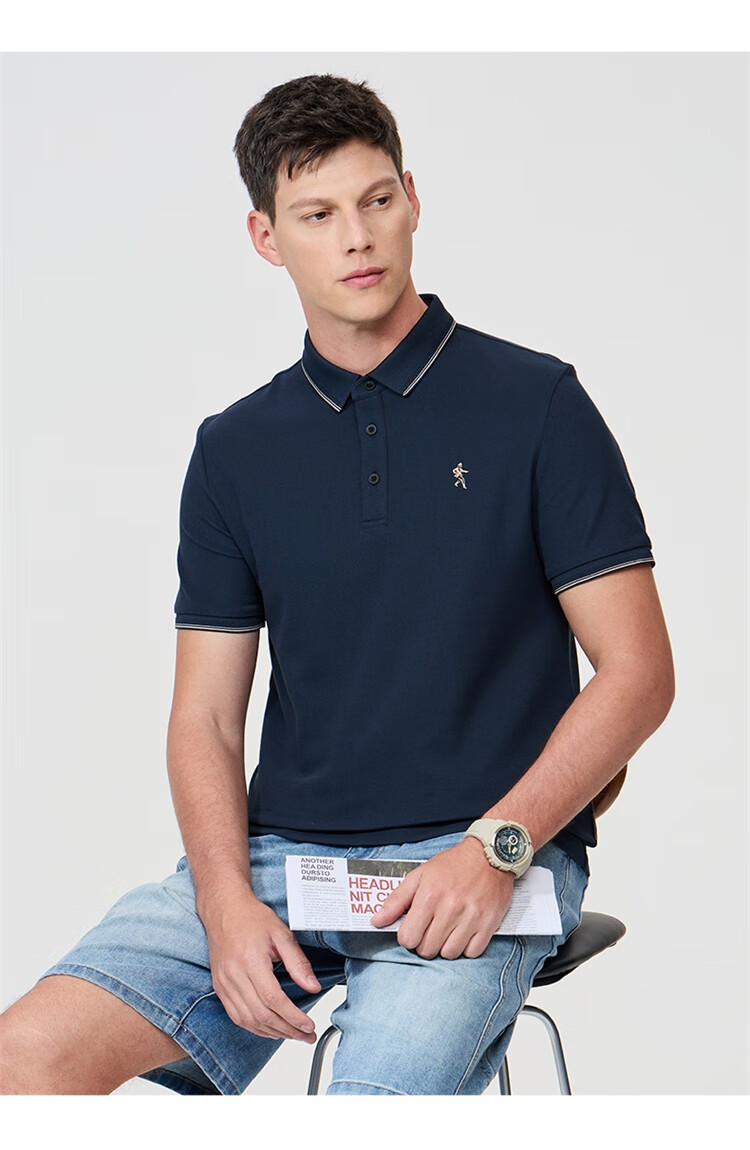DANCING WOLVES [7A Antibacterial 2A Anti-Mite] Summer Cool Non-Shrinking Collar Men's Short-Sleeve POLO 701 Khaki XL(180) 13