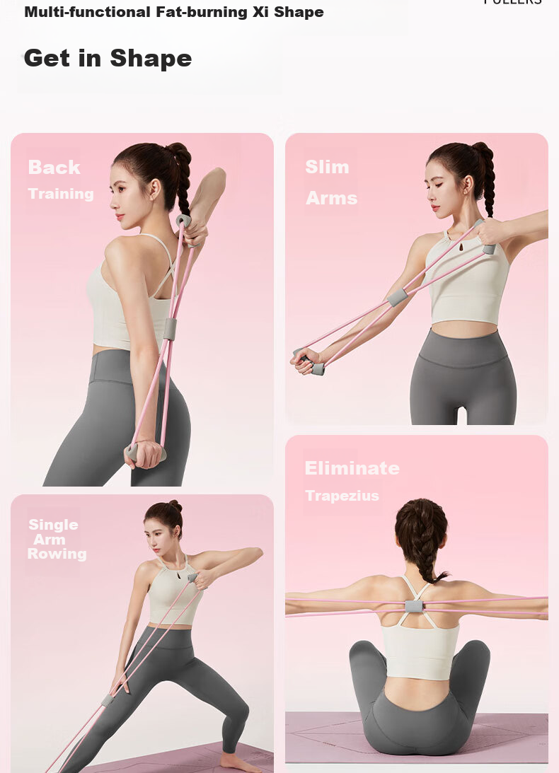 XUEXIMAN 8-Character Pull-Up Bar for Women, Back Opener, Elastic Band, Resistance Rope, Home Fitness Back Trainer, Weight Loss Stretching Device 10