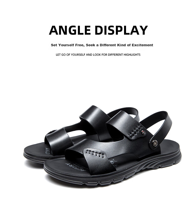 Aokang Official Men's Sandals, Summer Beach Shoes with Soft Soles, Comfortable And Breathable, Two-Way Wear, Men's Slippers, Casual Shoes, Black, Size 39 9