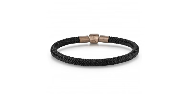 CHOW SANG SANG 【Thick Rope】Charme Stainless Steel Bead String with 5mm Black Thick Rope Lucky Bead Bracelet DD19 1
