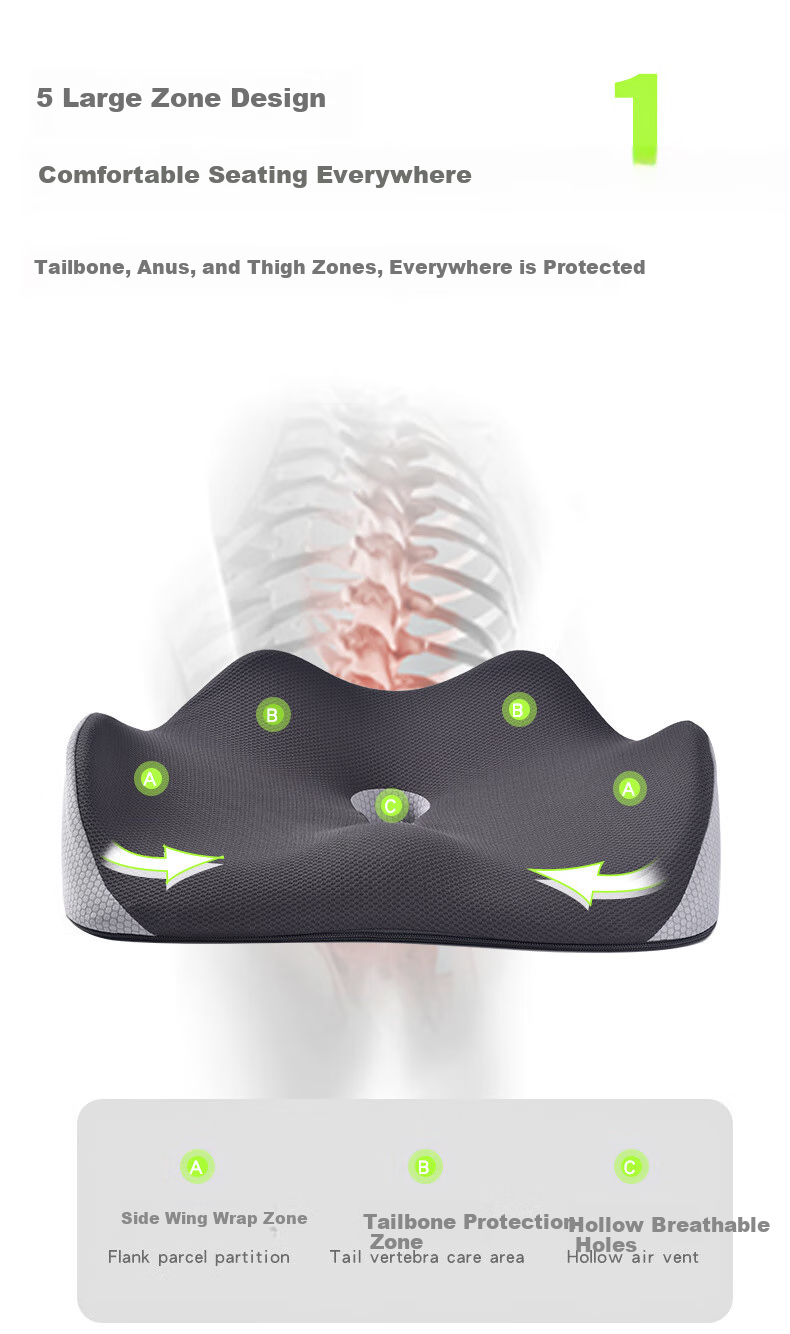 Dijialun Lumbar Support Cushion, Memory Foam Buttocks Pad for Long Sitting, Car And Office Chair Cushion, Hemorrhoids Relief, Pregnant Women's Hip And Back Protection Seat Cushio 4