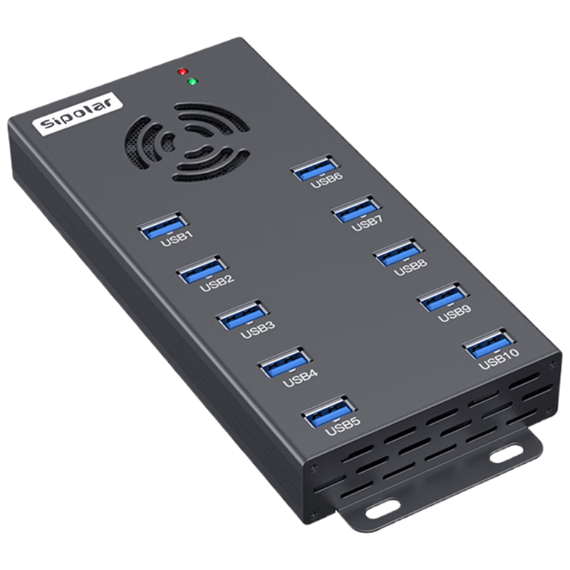 SIPOLAR USB3.0 Expansion Dock Hub, 10 Ports Industrial Grade A-423 (1.4 Meters), Hub with 120W High Power Supply, for Phone Flashing, Hard Drive Bulk Order, Single Port 2.1A