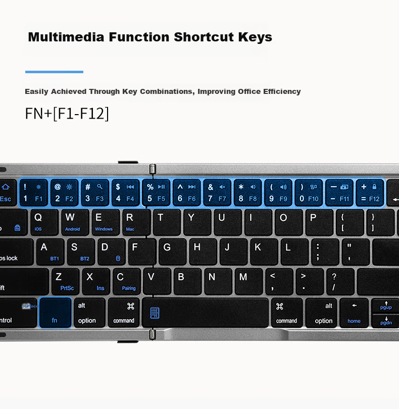 Delux KF18 Ultra-Thin Foldable Keyboard, Wireless Bluetooth Dual-Mode Keyboard for Laptops, Smartphones, IPad Tablets, Office Use, Quiet, Compact, Portable with Digital Touchpad Functio 3