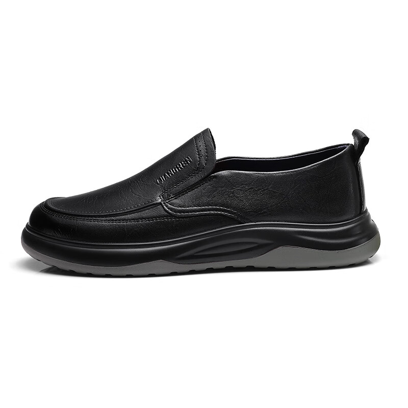 Мужские туфли Qiangren Business Casual, натуральная овчина, широкий носок, рабочие кожаные туфли, комфортная посадка, JDA87557, черные, размер 44