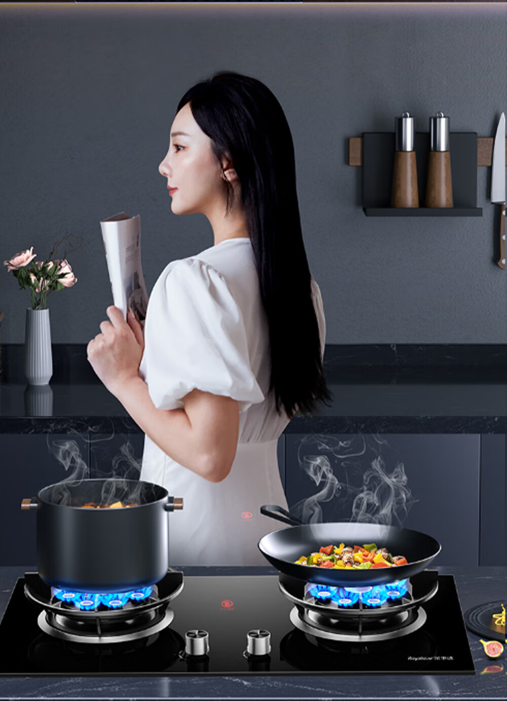 Royalstar Gas Stove, Dual Burner for Home Use, 5.0kW High Heat Output, Built-In And Countertop Dual-Use, Double Nine-Chamber Super Intense Flame JZY-B52 6